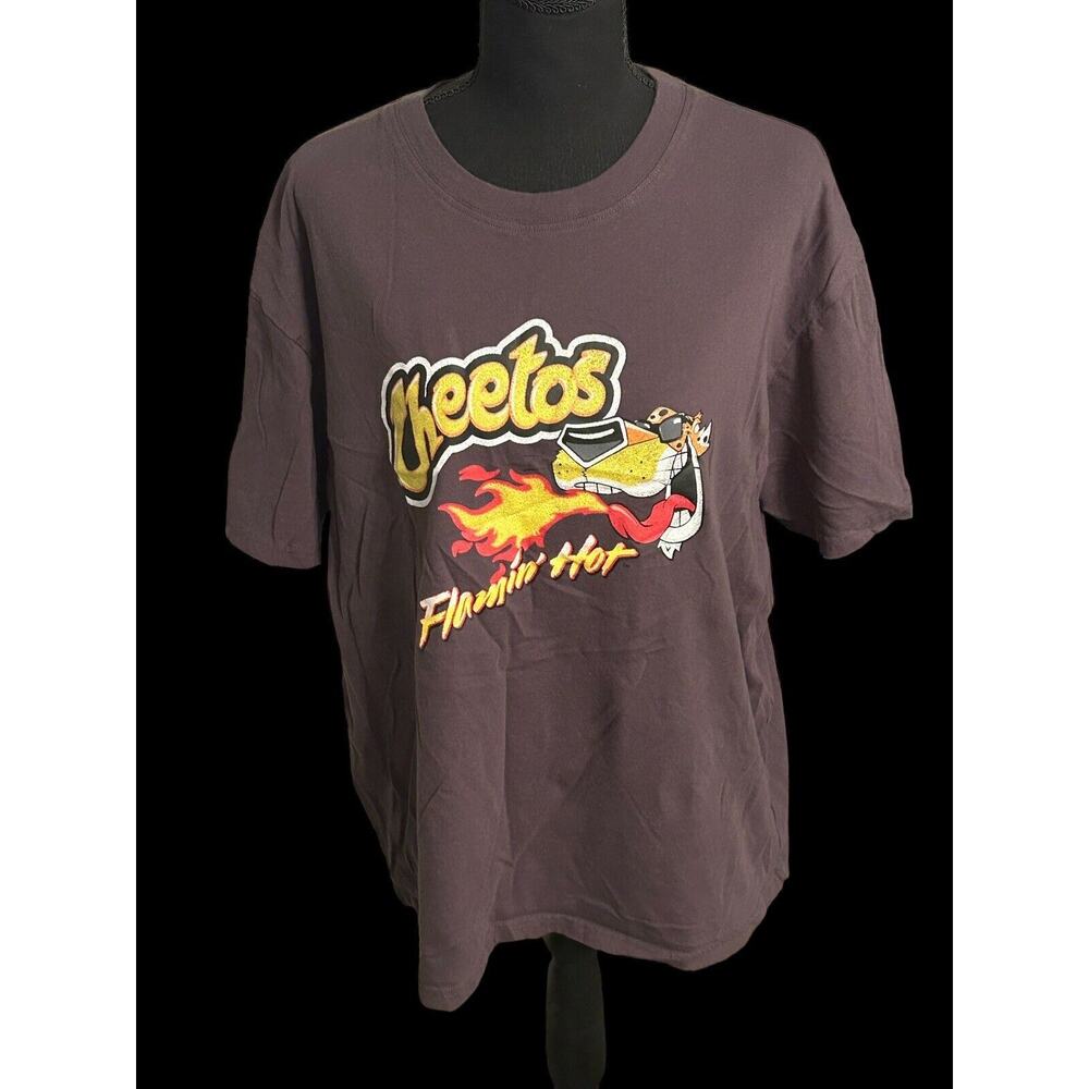 Flamin' Hot Cheetos Women's Short Sleeve T-Shirt XL Chester Cheetah Light‎ Brown